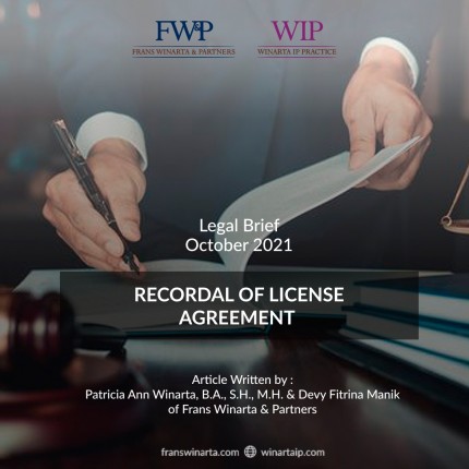 RECORDAL OF LICENSE AGREEMENT